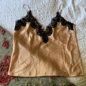 Fleur Du Mal Pink Silk Black Lace James Cami S